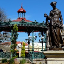 Pavilion with iron Lady on the main square of Chihuahua